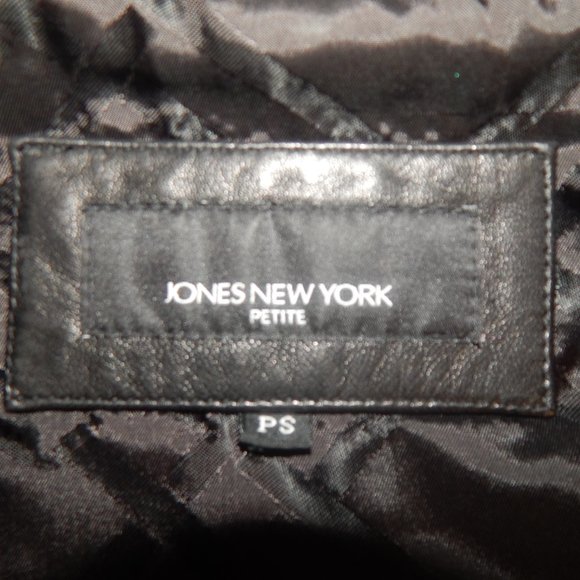 Jones New York  BLACK LEATHER LONG COAT - Picture 2 of 13